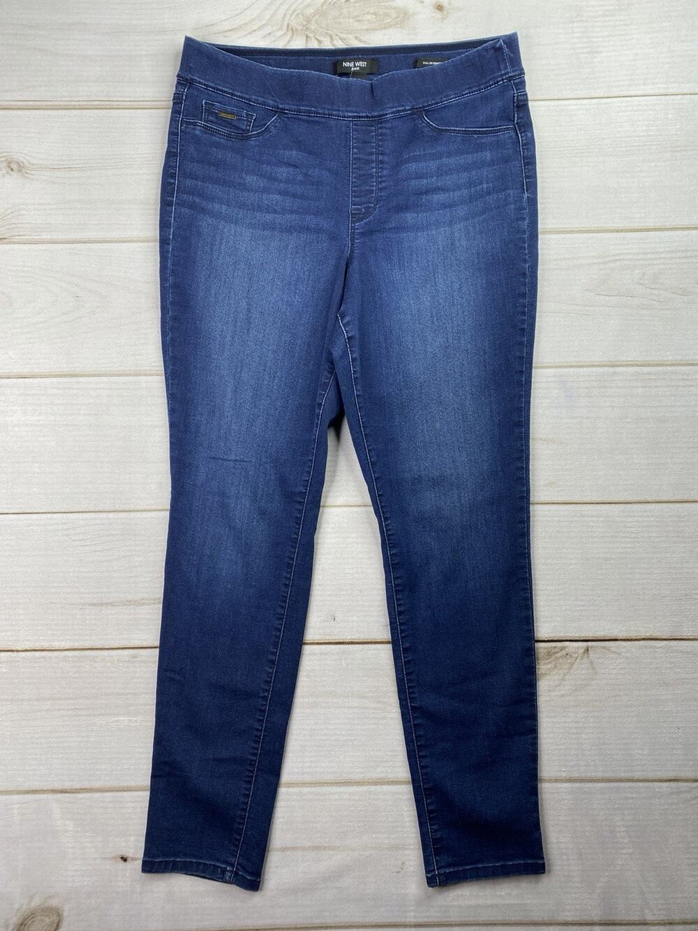 Nine West Jeans Womens 14 Dark Wash Pull On Skinny High Rise Stretch Denim